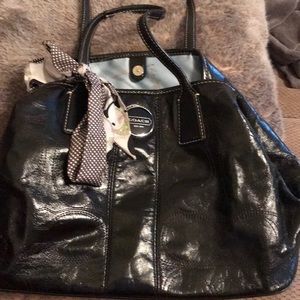 Black leather Coach purse